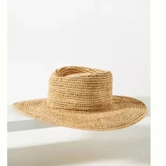 Anthropologie Accessories - NWT Anthropologie  Sandiego Hat Company  Tan Raffia Boater Hat
